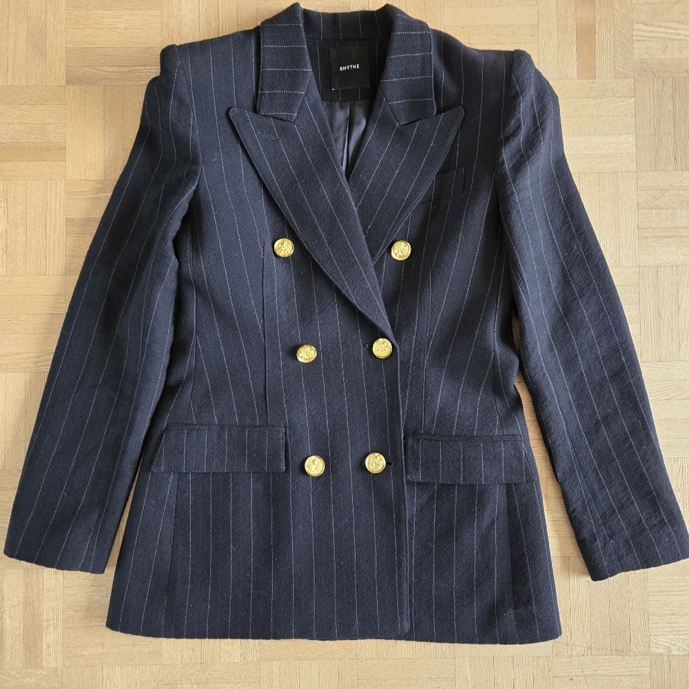 Smythe Black Pinstripe Double-Breasted Jacket